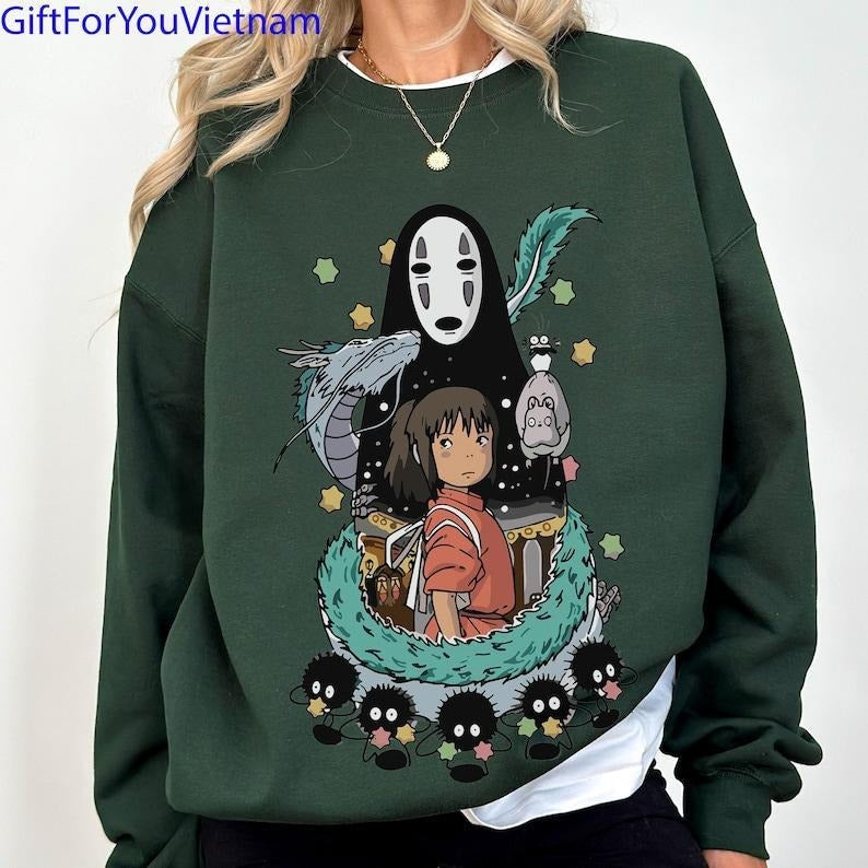 Ghibli Totoro Sweatshirt Gift, Ghibli No Face Hoodie, Hayao Miyazaki, Howl's Moving Castle, Calcifer T-Shirts