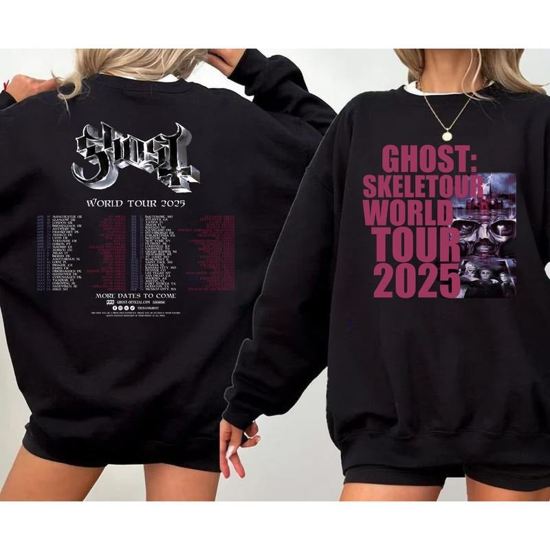 Ghost Band Shirt Ghost World Tour 2025 Sweatshirt Rock Concert 2025 Hoodie Ghost Band Merch Gift For Fans Men Women