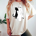 Ghost Holding Black Cat Halloween Shirt, Ghost Cat Halloween Sweatshirt, Ghost Shirt, Halloween Gift, Funny Halloween...