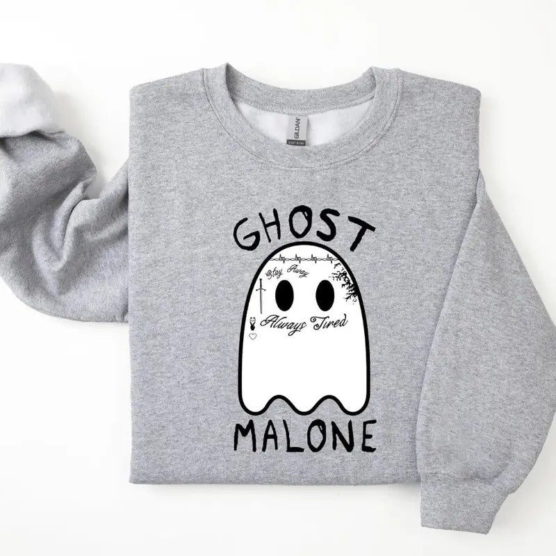Ghost Malone Halloween Cute Boo Ghost Sweatshirt, Posty Halloween Unisex Tee Hoodie | RetroVerseTees.com