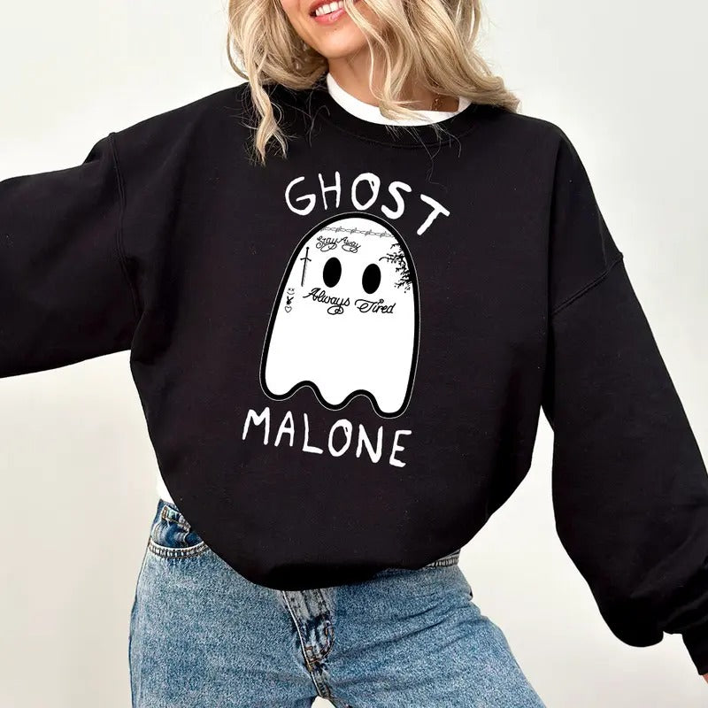 Ghost Malone Sweatshirt Tshirt Hoodie, Halloween Shirt, Cute Ghost Shirt, Funny Halloween Shirt, Stay Spooky, Spooky...