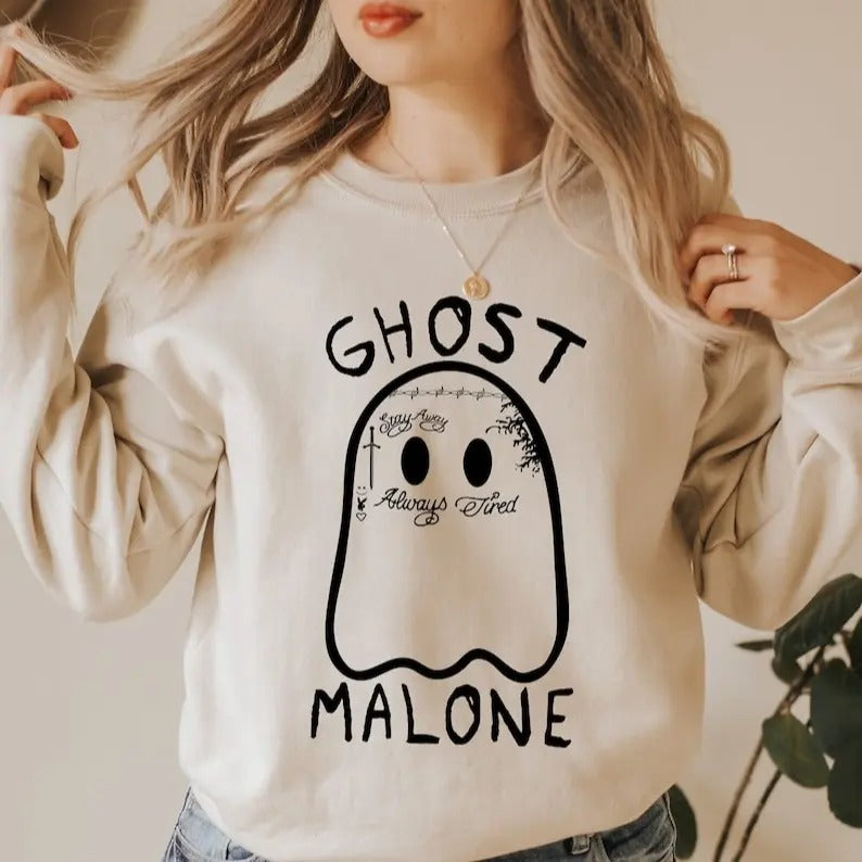 Ghost Malone Sweatshirt, Halloween Sweatshirt, Cute Ghost Shirt, 90s Halloween Shirt, Ghost Camping Sweatshirt, Ghost...