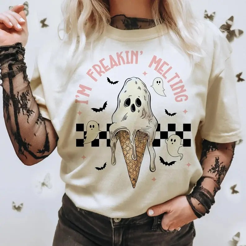 Ghost Melting Graphic Tee Hoodie, Sweatshirt | RetroVerseTees.com