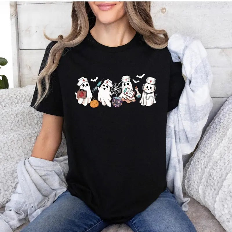 Ghost Nurses Halloween T-Shirts, Halloween Nursing T-Shirt, Nursing Student Shirt, Halloween Healthcare Shirt, Nurse...