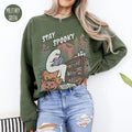 Ghost Reading Books Sweatshirt for Spooky Reader Cute Halloween Bookish Crewneck for Book Lover Funny Spooky Teacher...