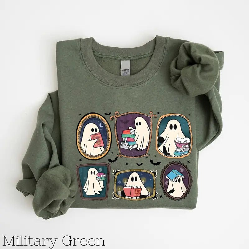 Ghost Reading Books Sweatshirt, Acotar Ghost Sweatshirt, Acotar Sweatshirt,Bookish Ghost Sweatshirt style 02 T-Shirts, Hoodie