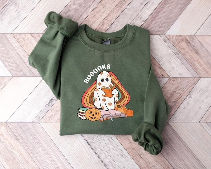 Ghost Reading Sweatshirt, Ghost Reading Halloween Shirt, Teacher Halloween Shirt, Halloween School Shirt, Librarian...