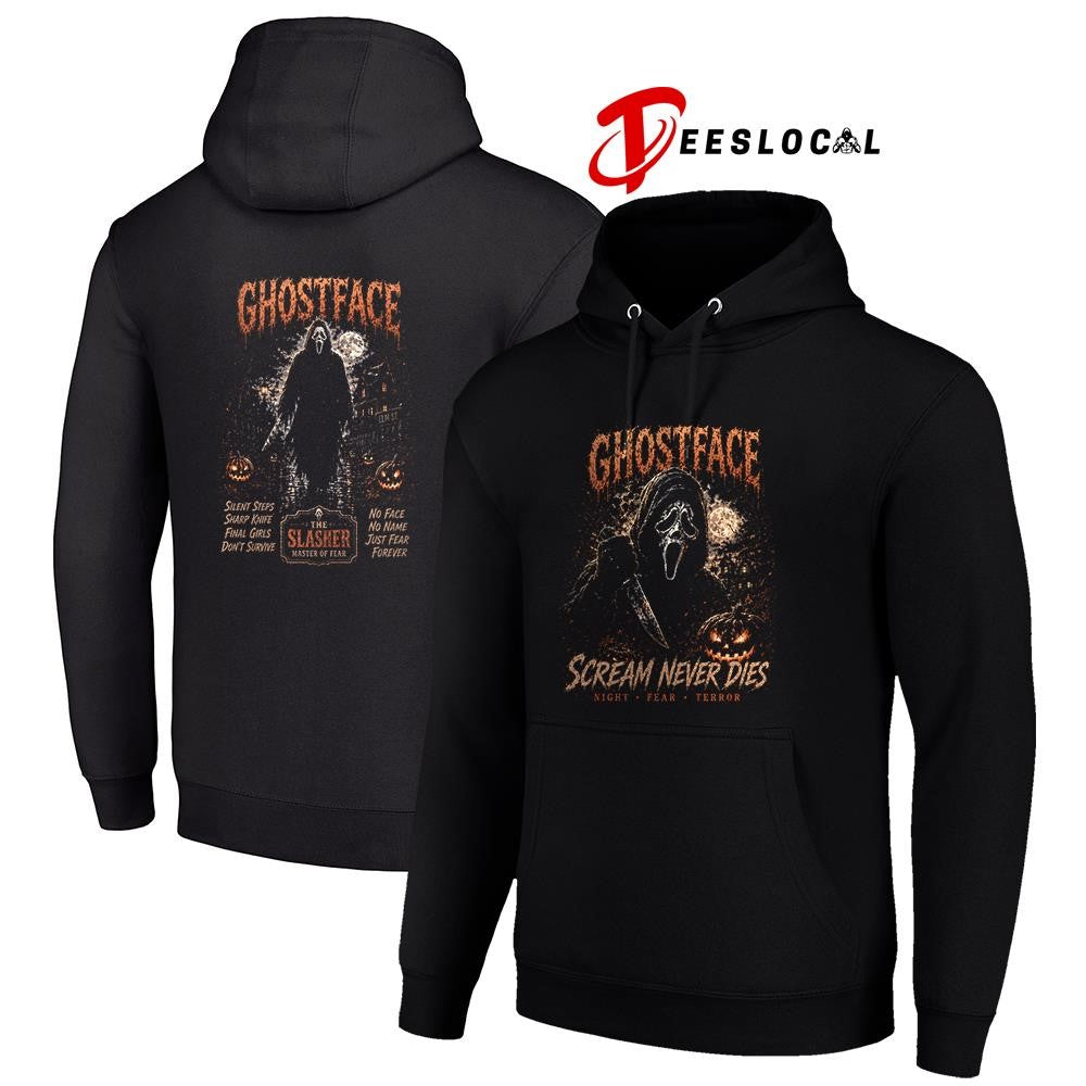 Ghostface scream never dies nioght fear terror graphic shirt