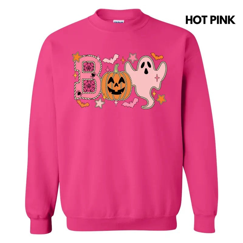 Ghostly Pink BOO Sweatshirt 'NLB' T-Shirts, Hoodie | RetroVerseTees.com