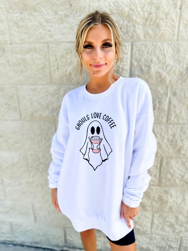 Ghouls Love Coffee Graphic Sweatshirt T-Shirts, Hoodie | RetroVerseTees.com