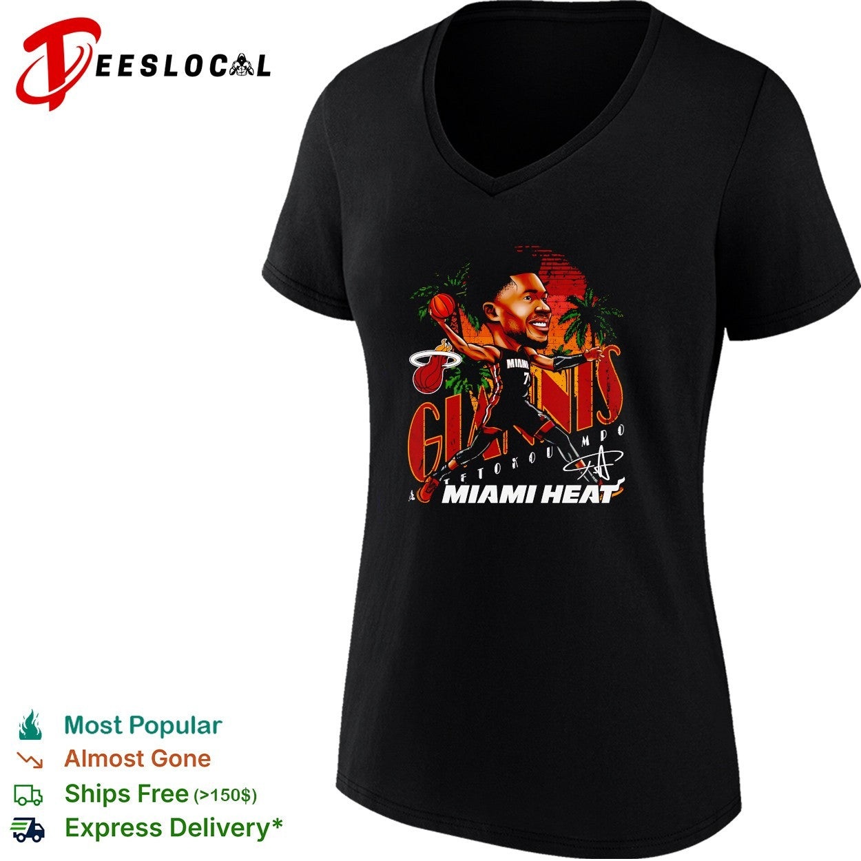 Giannis Antetokounmpo number 7 of Miami Heat cartoon caricature shirt