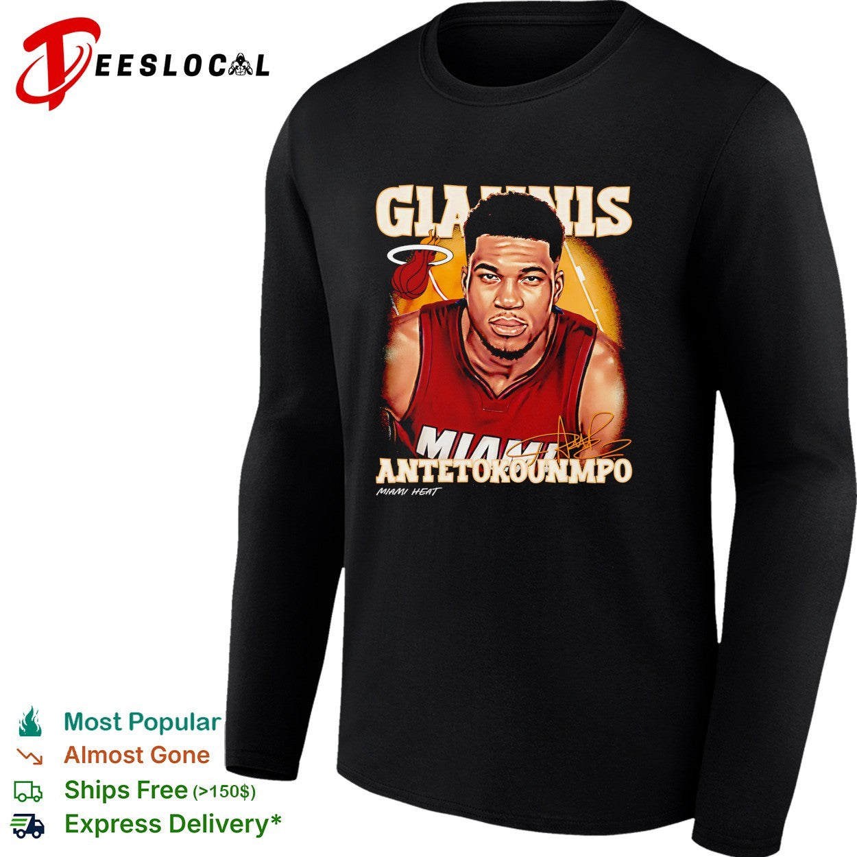 Giannis Antetokounmpo number 7 of Miami Heat portrait shirt