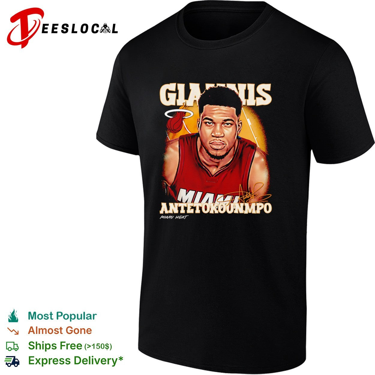 Giannis Antetokounmpo number 7 of Miami Heat portrait shirt