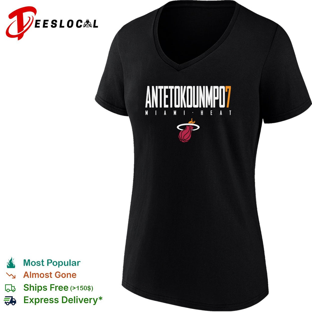 Giannis Antetokounmpo number 7 of Miami Heat text logo shirt