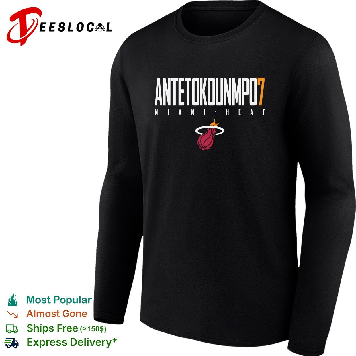 Giannis Antetokounmpo number 7 of Miami Heat text logo shirt