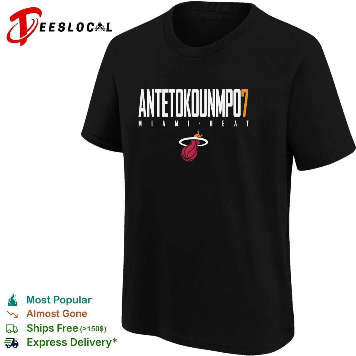 Giannis Antetokounmpo number 7 of Miami Heat text logo shirt