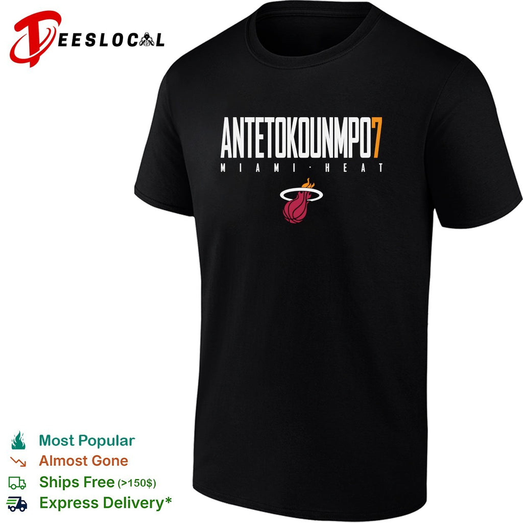 Giannis Antetokounmpo number 7 of Miami Heat text logo shirt