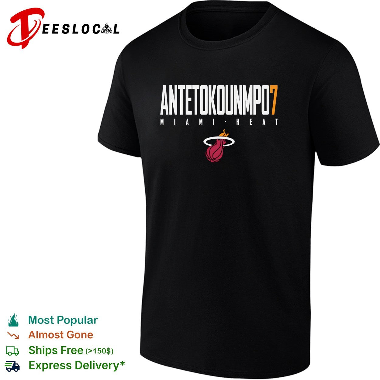 Giannis Antetokounmpo number 7 of Miami Heat text logo shirt