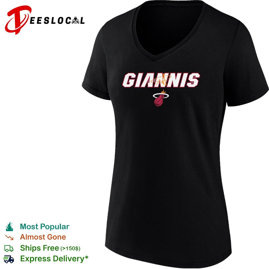 Giannis Antetokounmpo number 7 of Miami Heat wordmark shirt