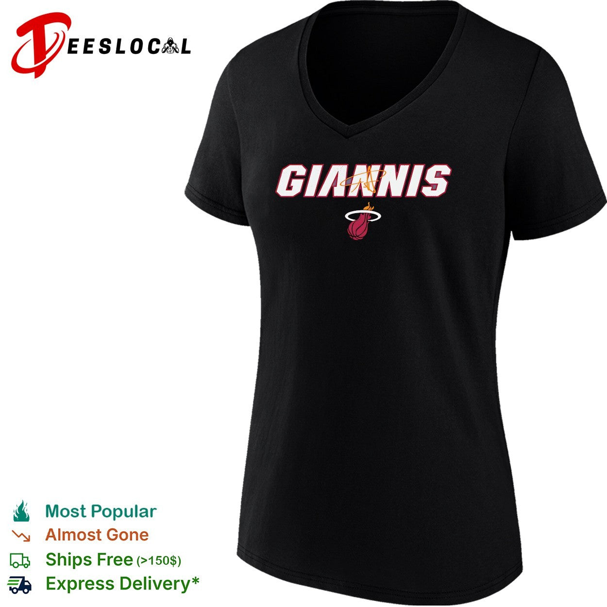 Giannis Antetokounmpo number 7 of Miami Heat wordmark shirt