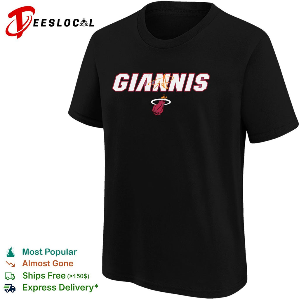 Giannis Antetokounmpo number 7 of Miami Heat wordmark shirt