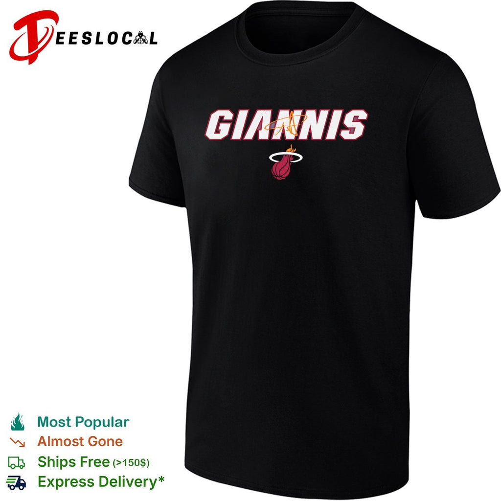 Giannis Antetokounmpo number 7 of Miami Heat wordmark shirt