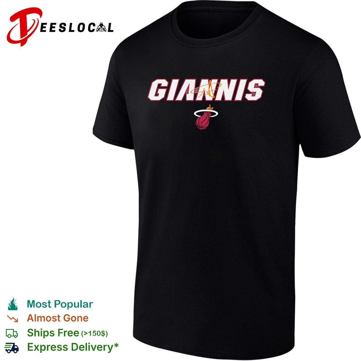 Giannis Antetokounmpo number 7 of Miami Heat wordmark shirt