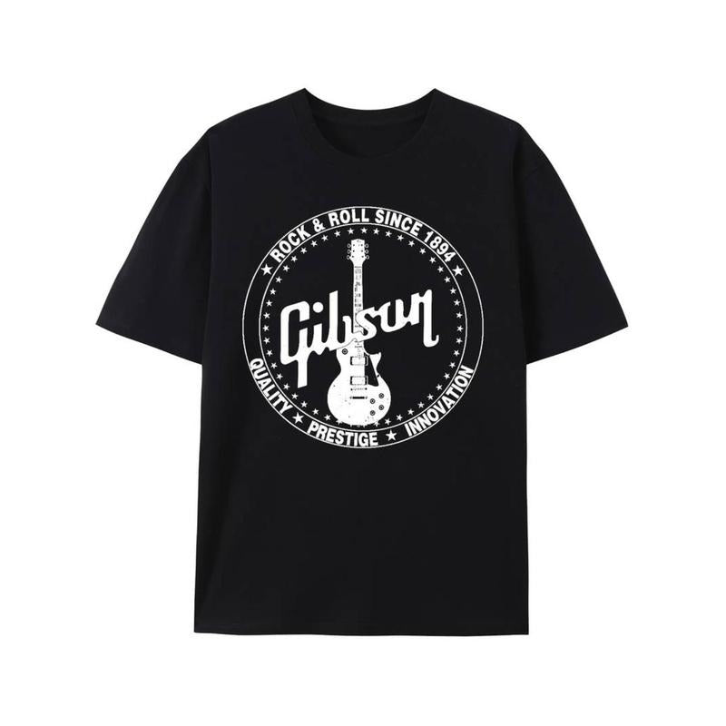 Gibson 1894 Rock style cotton T-shirt for men, comfortable Gunpla brand casual round-neck short-sleeved T-shirt, perfect...
