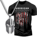 Gift Set for Men American Shield Funny Workout Gym T-Shirt with Spartan Warrior Pendant Soft Cotton Menswear Hoodie,...