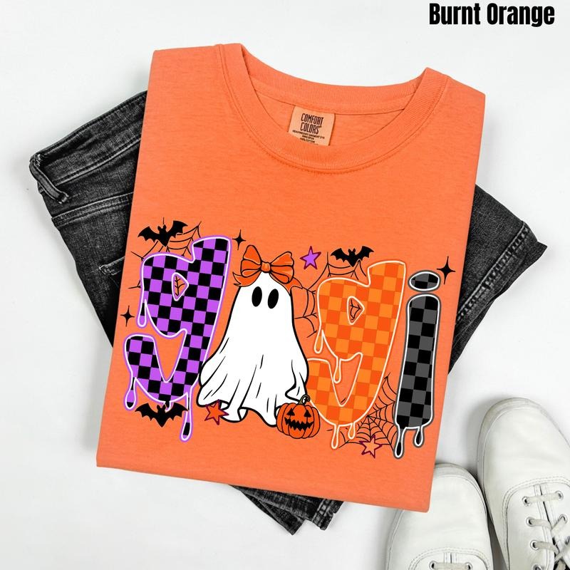 Gigi Ghostly Checkered Comfort Colors T-Shirt 'NLB' Hoodie, Sweatshirt | RetroVerseTees.com