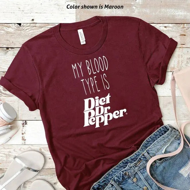 Gildan Heavy BlendMaroon My Blood Type is Diet Dr Pepper Tshirt Trendy Sweatshi Hoodie, Sweatshirt | RetroVerseTees.com