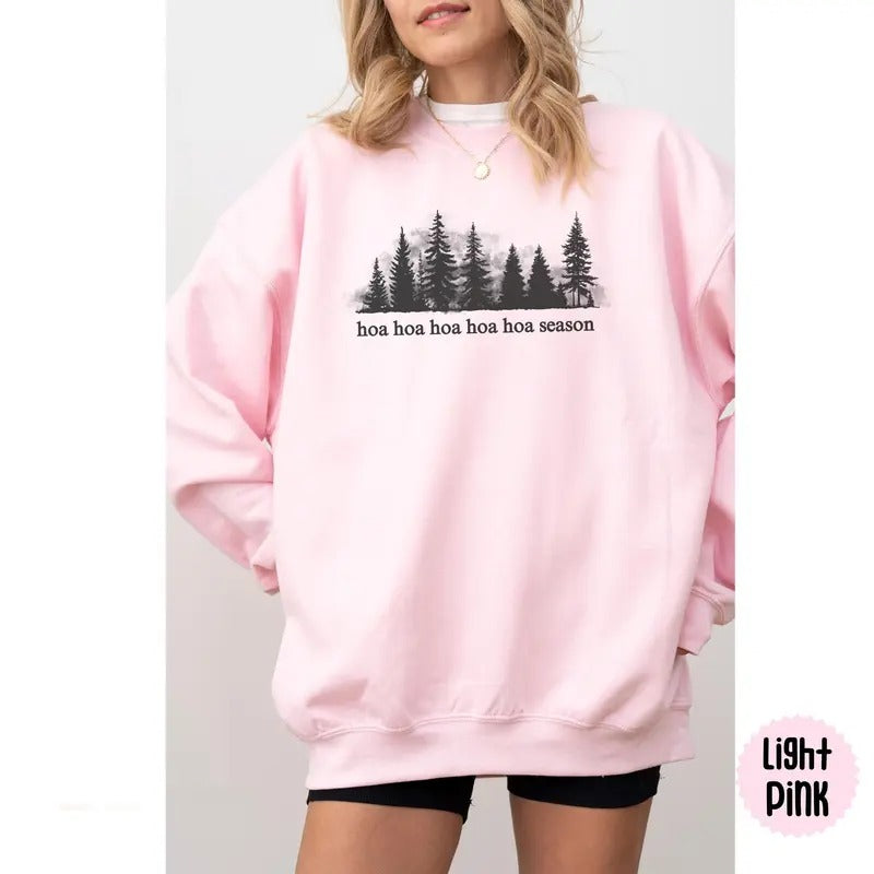 Gildan Sand Floral "hoa hoa hoa season" Twilight Inspired Sweatshirt Women's Fitted Crew Neck Long Sleeve Casual All...
