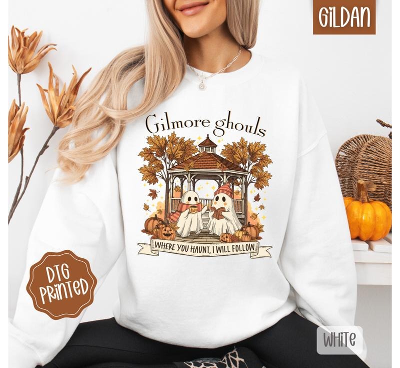 Gilmore Ghouls Sweatshirt, Trendy Women's Autumn Crewneck T-Shirts, Hoodie | RetroVerseTees.com