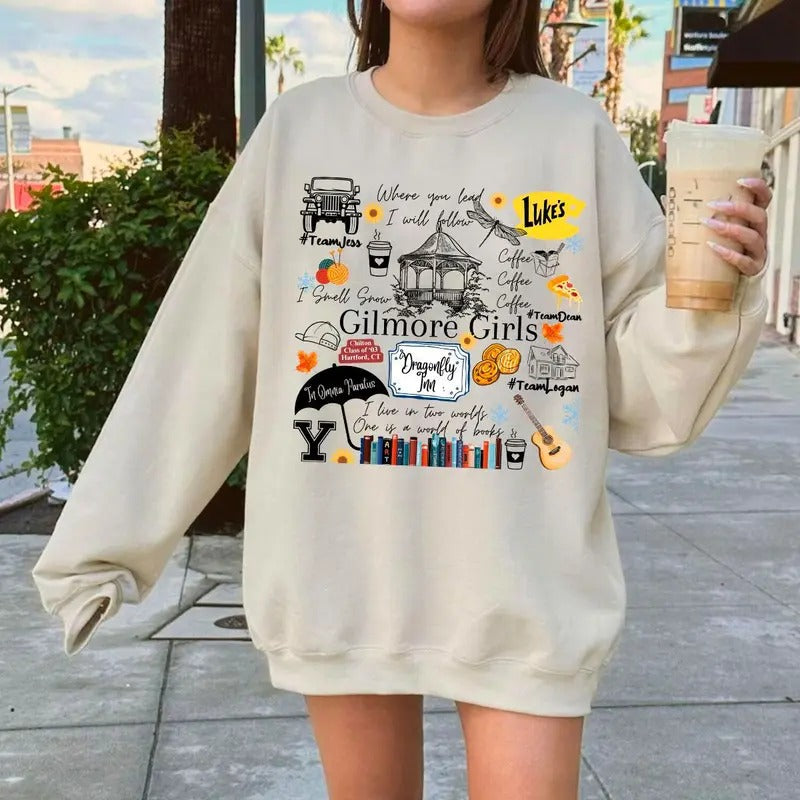 Gilmore Girls Tracklist Stars Hollow Cups Sweatshirt T-Shirts, Hoodie | RetroVerseTees.com