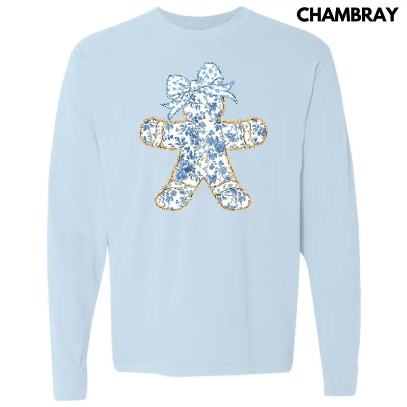 Gingerbread Chinoiserie Long Sleeve Comfort Colors T-Shirt 'NLB' Hoodie, Sweatshirt | RetroVerseTees.com