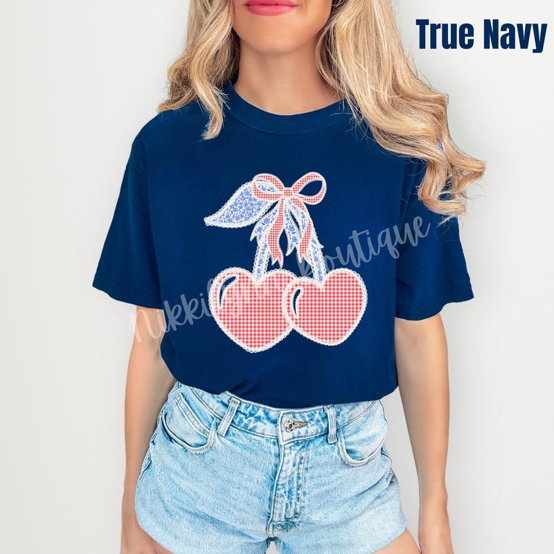 Gingham Heart Cherries Comfort Colors T-Shirt 'NLB' Hoodie, Sweatshirt | RetroVerseTees.com