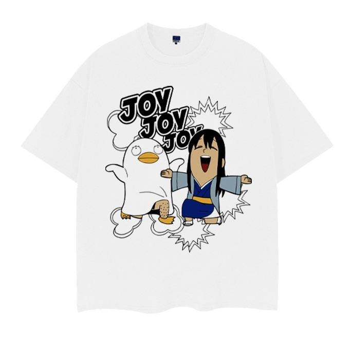 Gintama "Elizabeth & Katsura" Vintage Oversized Tee Anime T-shirt 100% Cotton Original Design Men's Top Streetwear Casual...