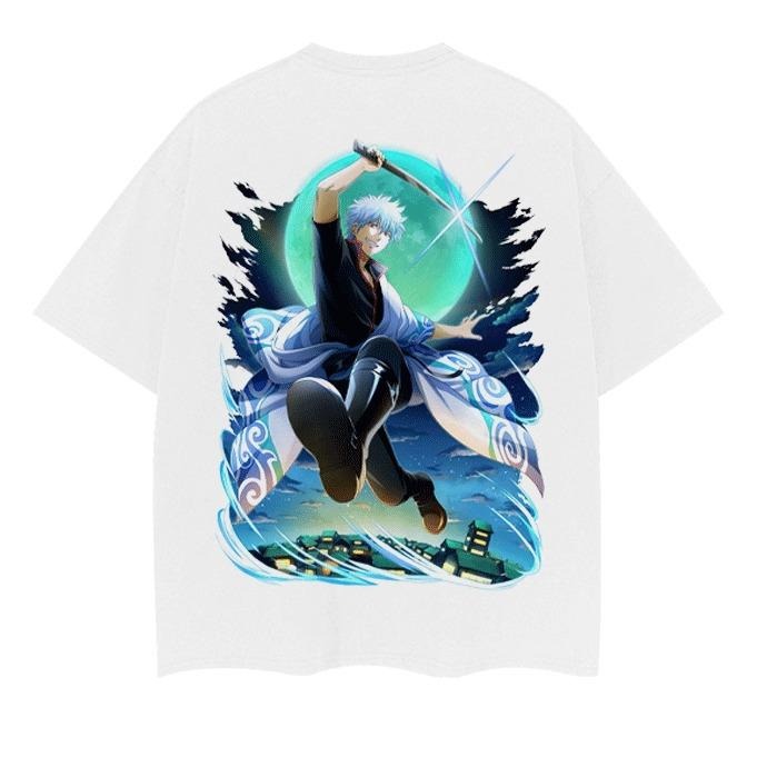 Gintama "Kabukicho Gintoki" Vintage Oversized Tee Anime T-shirt 100% Cotton Original Design Men's Top Streetwear Casual...