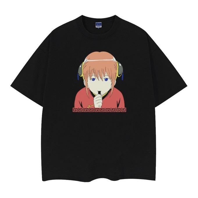 Gintama "Pickled Seaweed Kagura" Vintage Oversized Tee Anime T-shirt 100% Cotton Original Design Men's Top Streetwear...
