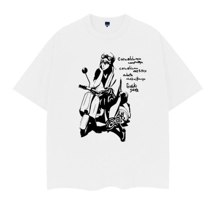 Gintama "Sakata Gintoki" Vintage Oversized Tee Anime T-shirt 100% Cotton Original Design Men's Top Streetwear Casual...