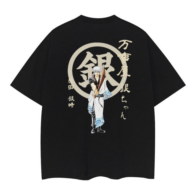 Gintama "Yorozuya Gintoki" Vintage Oversized Tee Anime T-shirt 100% Cotton Original Design Men's Top Streetwear Casual...