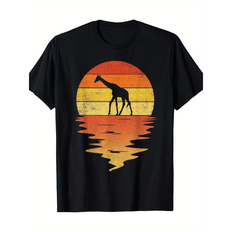 Giraffe Shirt Retro Sunset 70s Retro Giraffe T-shirt Made in USA Hoodie, Sweatshirt | RetroVerseTees.com