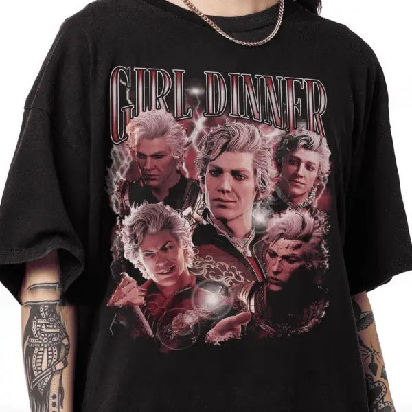 Girl Dinner Astarion Shirt, Baldurs Gate 3 Astarion Shirt Hoodie, Sweatshirt | RetroVerseTees.com