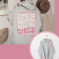 Girl Mom Hoodie - Two Sided with Sleeve Design - Girl Mom Sweatshirt, Pullover Pink Bow Hoodie for Girl Mamas, Mom...