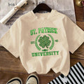 Girl'WB shield Plants & Letter Print Round Neck Tee, Casual Drop Shoulder Short Sleeve T-shirt for Daily Wear, Girls Top...