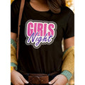 Girls Night Printed Round Neck Women'WB shield T-Shirt - FOG, Breathable, Short Sleeve Casual Women'WB shield T-Shirt For...