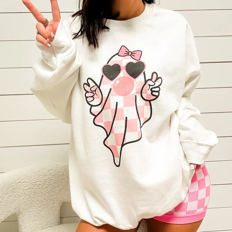 Girly Ghost Graphic Top T-Shirts, Hoodie, Sweatshirt | RetroVerseTees.com