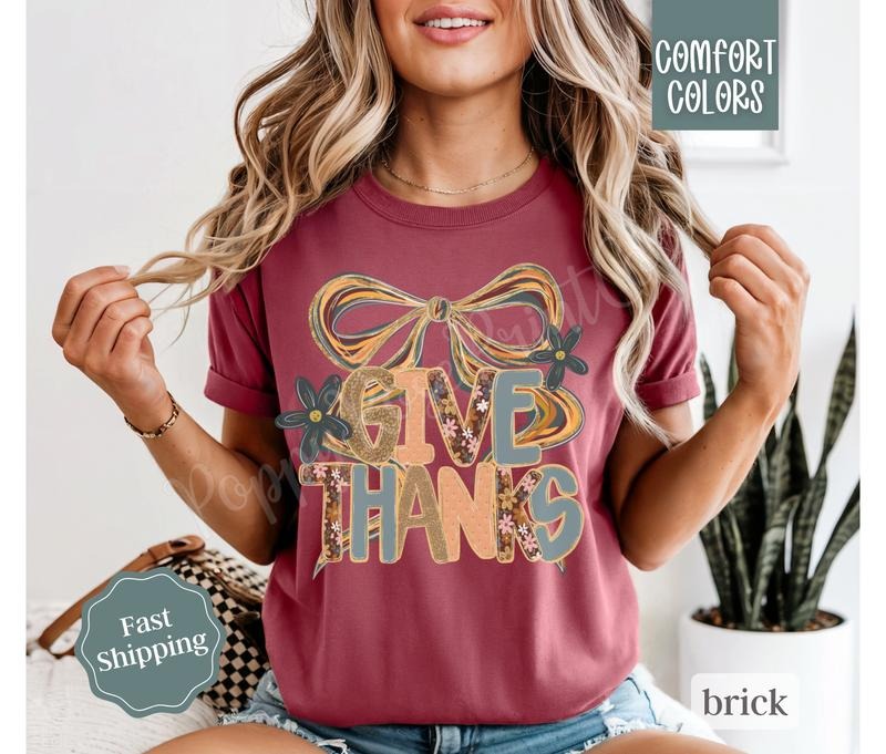 Give Thanks Comfort Colors Shirt, Trendy Women's Fall Tshirt Hoodie, Sweatshirt | RetroVerseTees.com