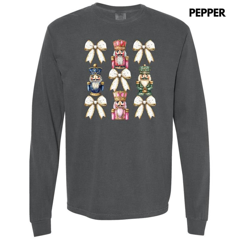 Glam Nutcracker Bow Collage Long Sleeve Comfort Colors T-Shirt 'NLB' Hoodie, Sweatshirt | RetroVerseTees.com