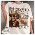 Glen Powell Not My First Tornadeo Shirt If You Feel It Chase It Shirt Glen Powell Cowboy Shirt Twister Movie Shirt...